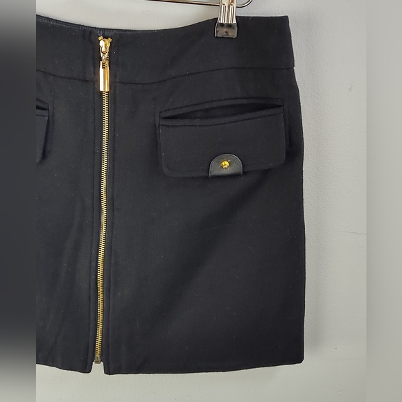 Boston Proper Wool Blend Zip Front Black Mini Skirt Size 6 Pockets A-Line - Picture 9 of 10
